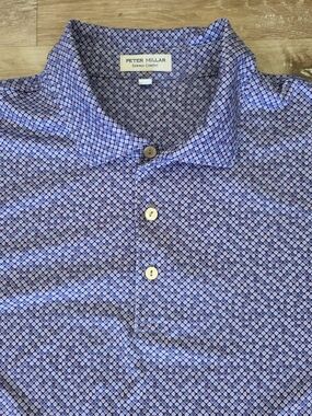 Peter Millar Summer Comfort Polo Shirt Purple Geometric Men's Size L